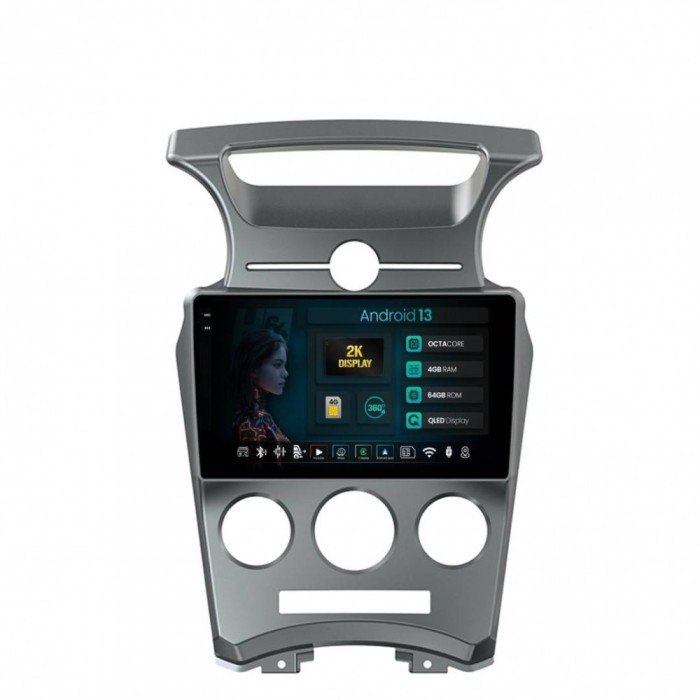 Navigatie 2K Kia Carens (2007-2011) 4GB RAM Android 13 Octacore Slot Sim 4G DSP GPS Wi-FI Carplay Android Auto USB Bluetooth Waze Touchscreen 9.5 Inch