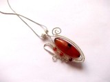 Pandantiv Argint Handmade cu Agate Naturale, Pietre Semipretioase, 7cm Inaltime
