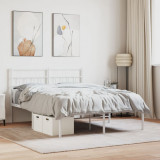 VidaXL Cadru de pat metalic cu tăblie, alb, 140x190 cm