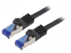 Patch Cord S/FTP Cat 6a Cu LSZH Negru 1m foto