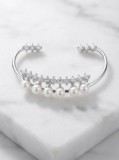 Cumpara ieftin CERCEL din Argint 925 Cuff Pearl Cascade cu Perle Suspendate si Zirconiu,