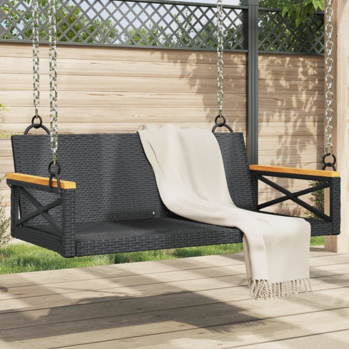Gossi banca de balansoar, negru, 109x62x40 cm, poliratan
