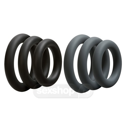 Inele pentru penis - Doc Johnson Optimale Set de 3 Inele de Penis Groase - culoare Negru