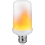 Bec LED 5W cu efect flacara, lumina alba calda 1500K, eficienta energetica