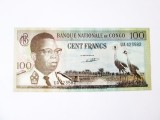 Rara! Congo(Republica Democrata) 100 Francs 1962 in stare foarte buna,bancnota din imagini