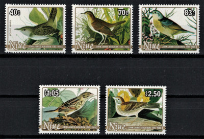 NIUE 1985 - Pasari, Audubon aniv. 200 de ani / serie completa MNH (Michel 25&amp;euro;) foto