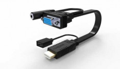 Cablu adaptor HDMI la VGA cu audio si alimentare microUSB 15cm foto