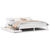 Cumpara ieftin Cadru de pat fara saltea, alb, 180x200 cm, lemn masiv pin