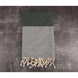 Prosop Plajă | Fouta |Tunis Verde Sahara Cu Dungi Albe 200 x 100 cm