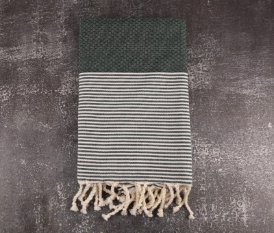 Prosop Plajă | Fouta |Tunis Verde Sahara Cu Dungi Albe 200 x 100 cm foto