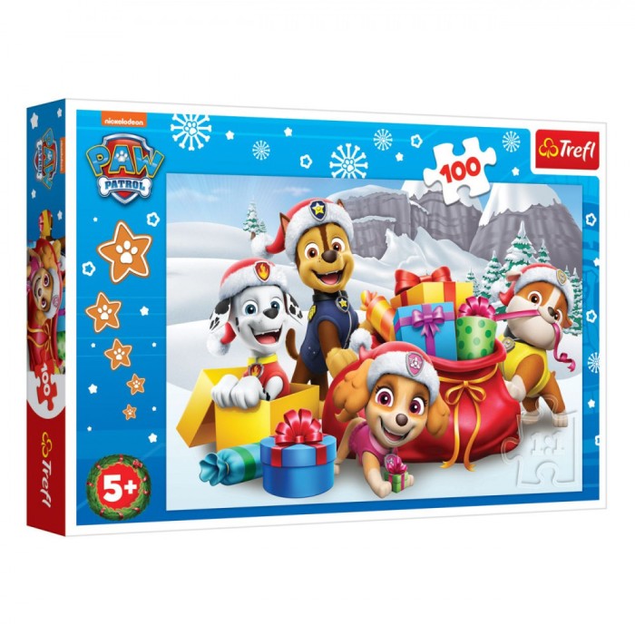 Puzzle Crăciun, Paw Patrol, 100 Piese, +5 Ani, Multicolor