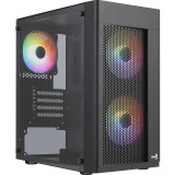 Carcasa HEXFORMBKV2 Micro ATX, 3 Fans FRGB Black, Aerocool