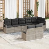 VidaXL Set de canapele pentru grădină 8 pcs Gri deschis Rattan poli