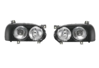 Set faruri tuning VW GOLF 3, 08.1991-04.1999, TYC, partea stanga+dreapta, tip bec H1+H3+T5W; manual/electric; janta neagra; foto
