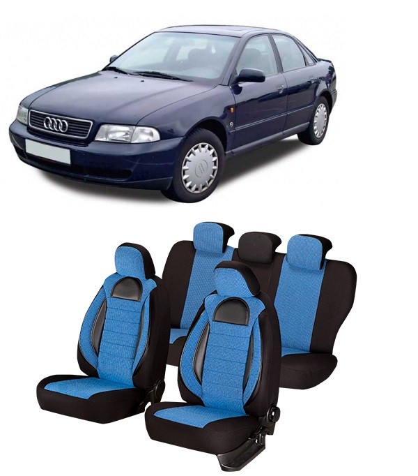 Set huse scaune compatibile Audi A4 B5 (1995-2001) Piele + Textil (Compatibile cu sistem AIRBAG)