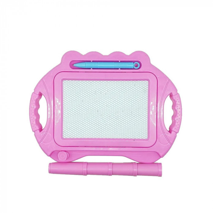 Tabla magnetica pentru desen flippy, pix, forma dreptunghi, dimensiuni 23x17 cm, dezvolta creativitatea, cu picioare suport, roz