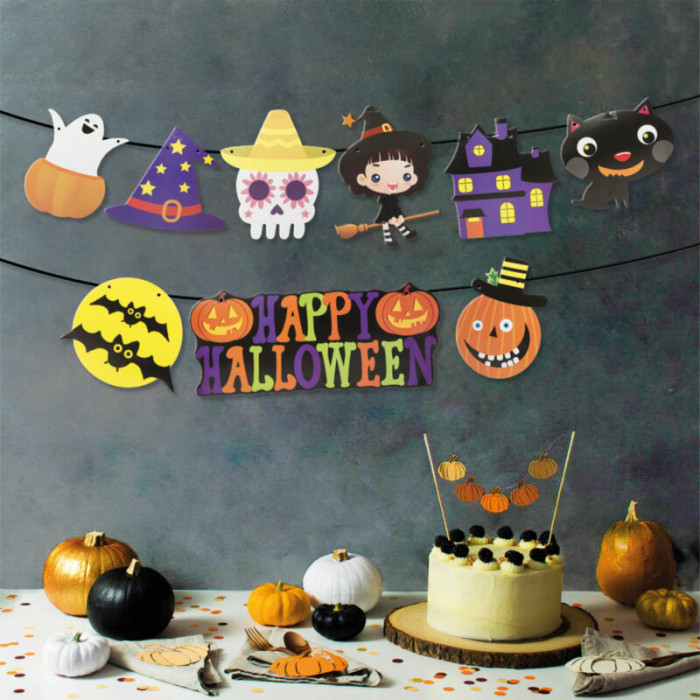 Ghirlandă de h&acirc;rtie de Halloween - multi-pattern - 3,5 m