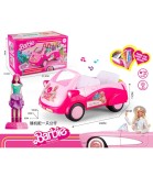 Masina Decapotabila Barbie Roz cu Sunet, Lumina si Papusa Asamblabila, Plastic, Peste 3 ani
