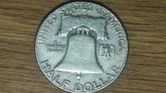 SUA / USA / Statele Unite - moneda de colectie istorica - 1/2 half dollar 1950 argint 900 - Benjamin Franklin