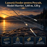 Lansetă Feeder pentru Pescuit, Model Harrier, 3,60 m, 120 g