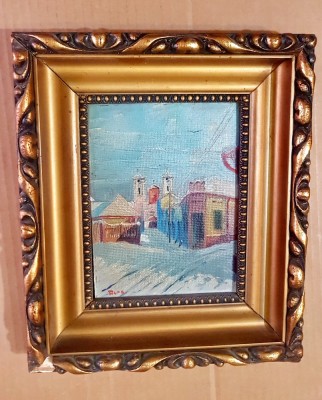 G570-I-Pictor DIODOR DURE-1901-1941-Lugoj-Biserica Adormirea Maicii Domnului. Pictura probabil panza lipita pe carton tare. foto