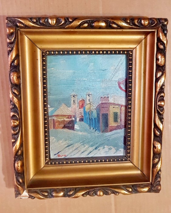 G570-I-Pictor DIODOR DURE-1901-1941-Lugoj-Biserica Adormirea Maicii Domnului. Pictura probabil panza lipita pe carton tare.