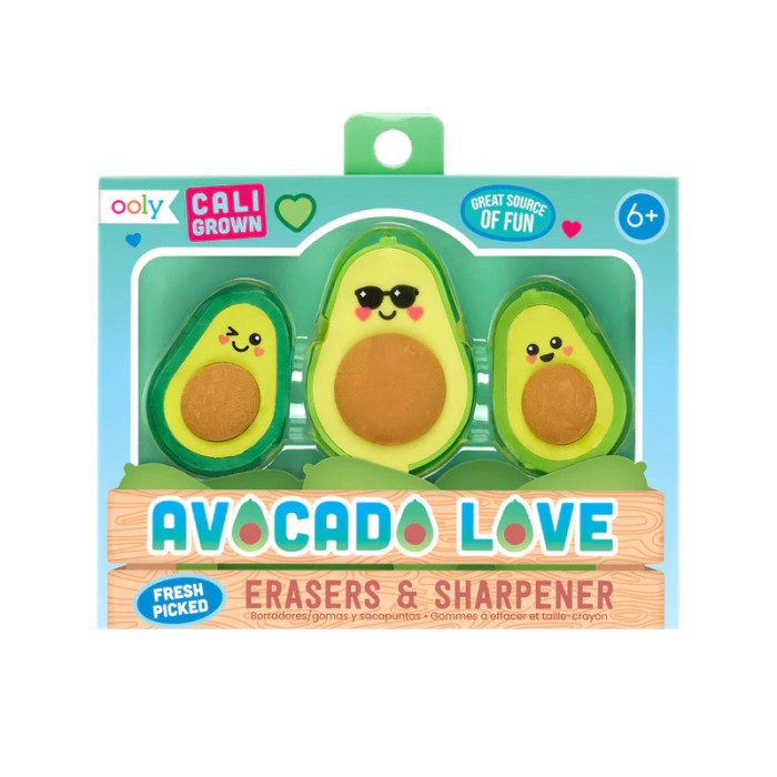 Set ascutitoare si radiere Avocado Love - set de 3