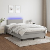 Gossi pat cu arcuri, saltea si led, gri deschis, 120x200 cm, textil