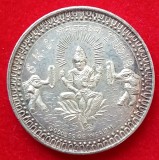 (A290) JETON DIN ARGINT INDIA - TEMATICA RELIGIOASA - ZEITA LAKSHMI (GAJALAKSHMI, FLANCATA DE 2 ELEFANTI) - SHREE NARRONDASS / SHREE MAHALAXMI