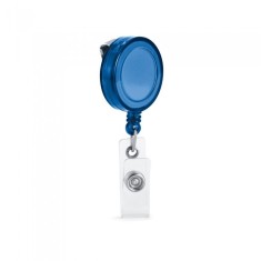 Suport pentru ecuson cu clip metalic extensibil, pana la 900 mm, clip transparent, albastru