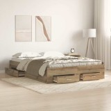 VidaXL Cadru de pat cu sertare cu sertar stejar artizanal 135 x 190 cm