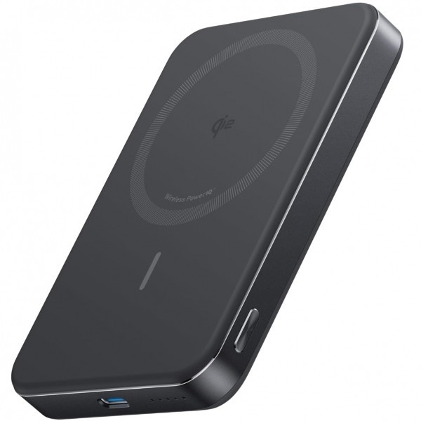 Baterie Externa Wireless Anker MagGo Slim, 10000mAh, 30W, PD + FQI, 1 x QI - 1 x USB-C, Neagra A1664H11