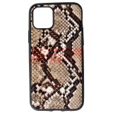 Husa iPhone 11 Pro, TPU Leather Snake, Maro, Protectie Premium, Anti-soc