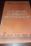 INSEMNARI PE MARGINEA ARTICOLULUI 80 MIHAIL SADOVEANU