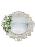 Oglinda decorativa cu rama , decorata cu flori criogenate si plante stabilizate