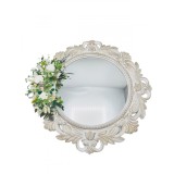 Oglinda decorativa cu rama , decorata cu flori criogenate si plante stabilizate