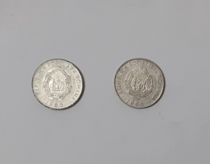 Lot 2 Monede Romania - 3 Lei 1963 + 1966 (VEZI DESCRIEREA)