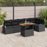 VidaXL Set de canapele pentru grădină 7 pcs Negru 100 x 55 x 73 cm