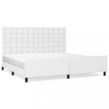 Cumpara ieftin Cadru de pat cu tablie, alb, 200x200 cm, piele ecologica