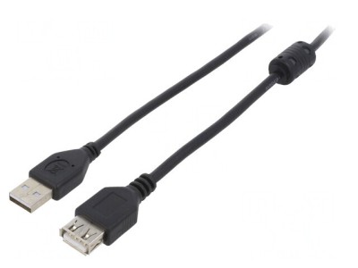 Cablu USB 2.0 Negru 1,8m Mufă Aurită foto