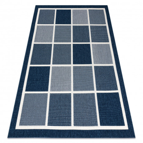 Covor SPRING 20426994 pătrate, cadru sisal, buclat - albastru, 120x170 cm