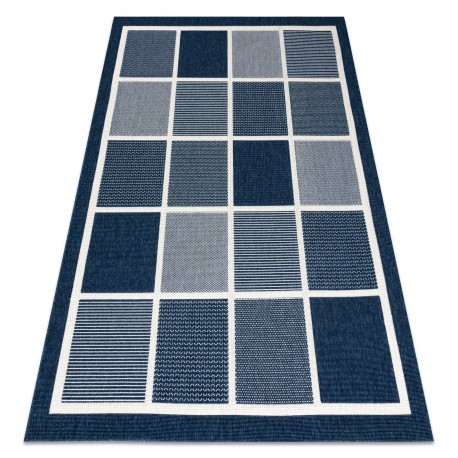 Covor SPRING 20426994 pătrate, cadru sisal, buclat - albastru, 80x150 cm