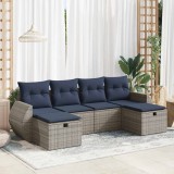 vidaXL Set mobilier grădină cu perne, 6 piese, gri, poliratan 3325627