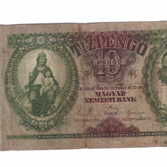Bancnota Ungaria 10 pengo 22 decembrie 1936, circulata, stare buna