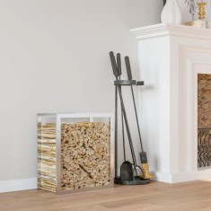 vidaXL Suport pentru lemne de foc, 80x28x86 cm, oțel inoxidabil 357862
