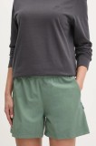 Fjallraven pantaloni scurți outdoor High Coast culoarea verde, neted, high waist, F87034