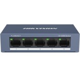 Switch Hikvision DS-3E0105-O: 5 10 100 Mbps RJ45 Port, tensiune alimentare 5 VDC, 1A., dimensiuni: 103.05 mm 25.6 mm 61.1 mm, greutate: 0.15kg, montar