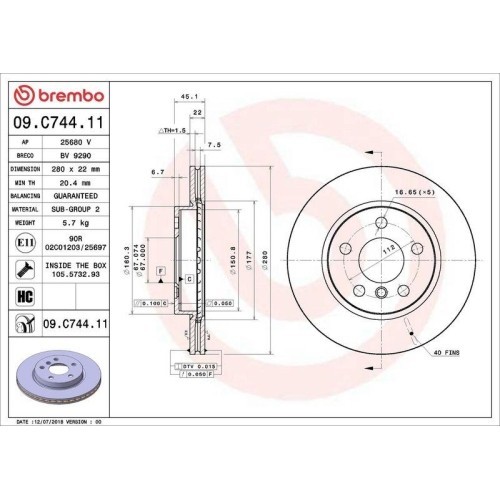 Set disc frana BMW 2 Active Tourer (F45) 11.13-10.21; Mini Mini (F55) 09.13-, Mini (F56) 12.13-, Mini Cabriolet (F57) 11.14-, Mini Clubman (F54) 11.1