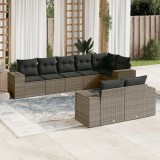 vidaXL Set canapele de grădină cu perne, 8 piese, gri, poliratan 3255157