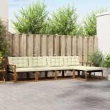 vidaXL Set de canapele de exterior cu pernă 5 pcs Natural și Crem 3369365